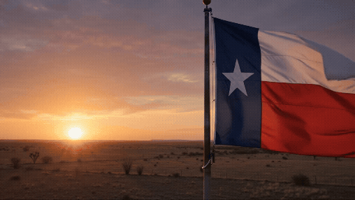 A Texas sunrise breaking over an open highway