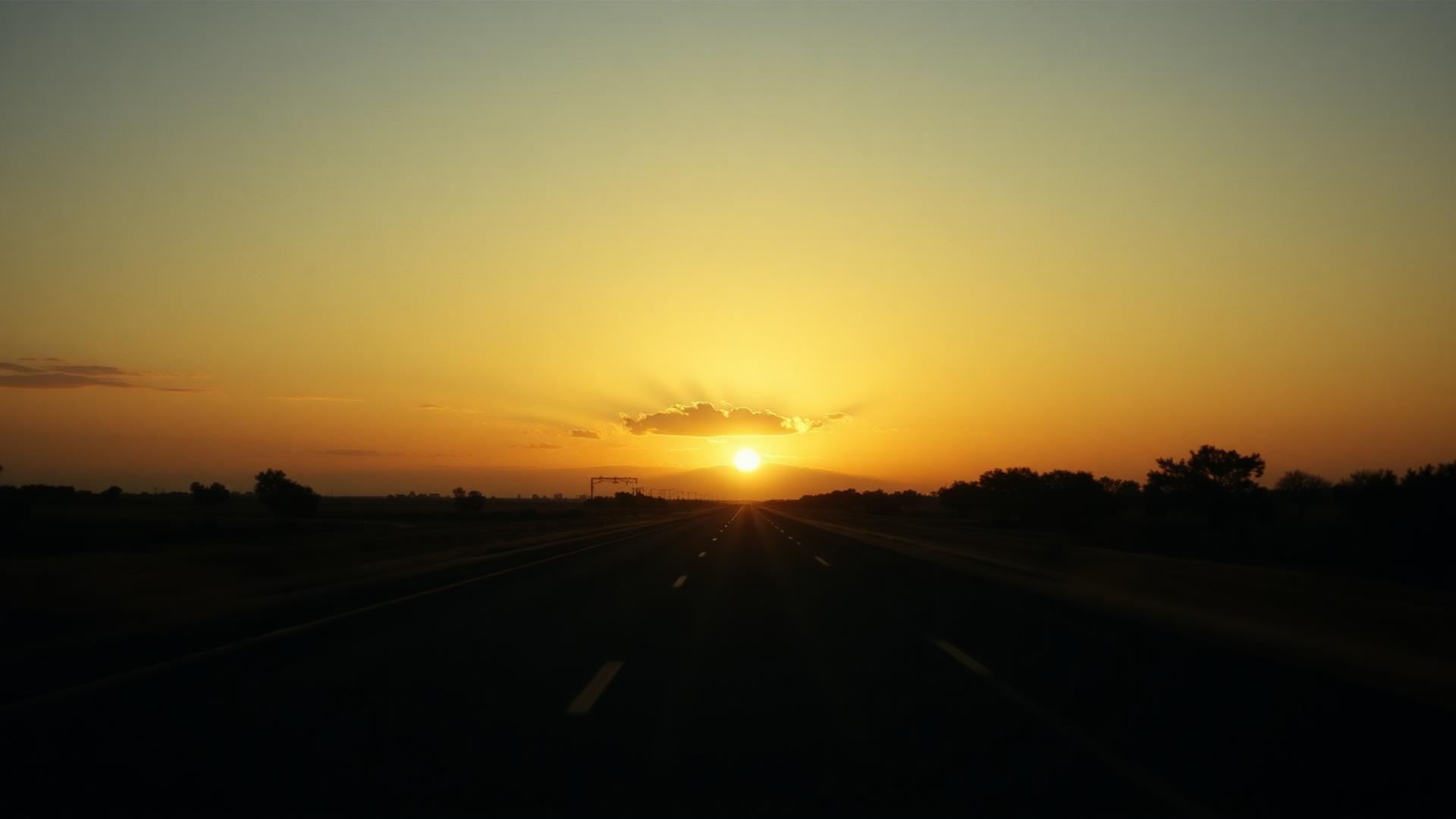Texas sunrise over an open road